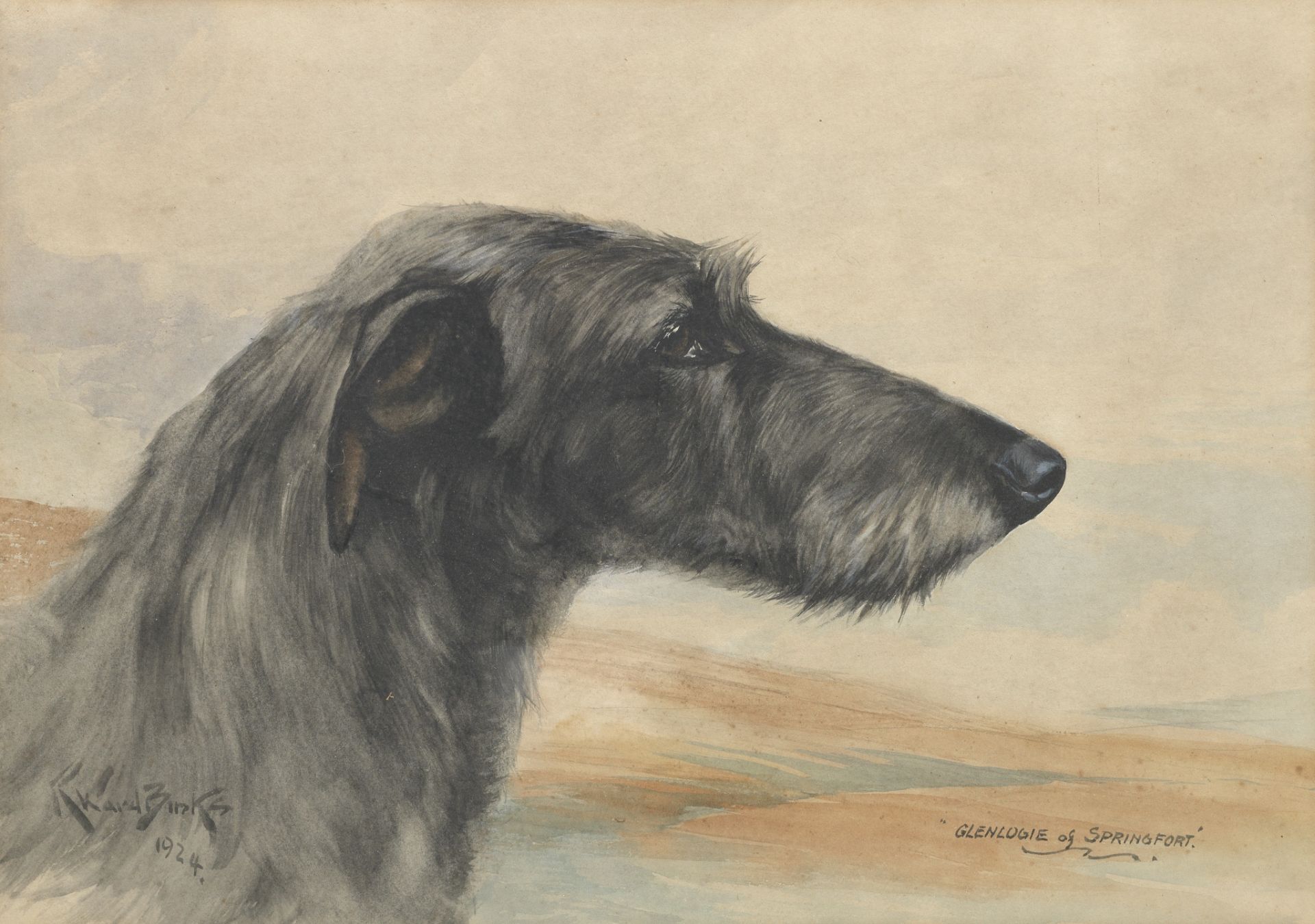 Reuben Ward Binks (British, 1880-1950) 'Glenlogie of Springfort' - Portrait of a Deerhound