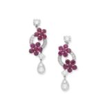 Graff: pair of ruby and diamond 'Rosette' earrings