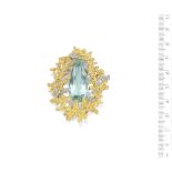 Grima: Aquamarine and diamond brooch,