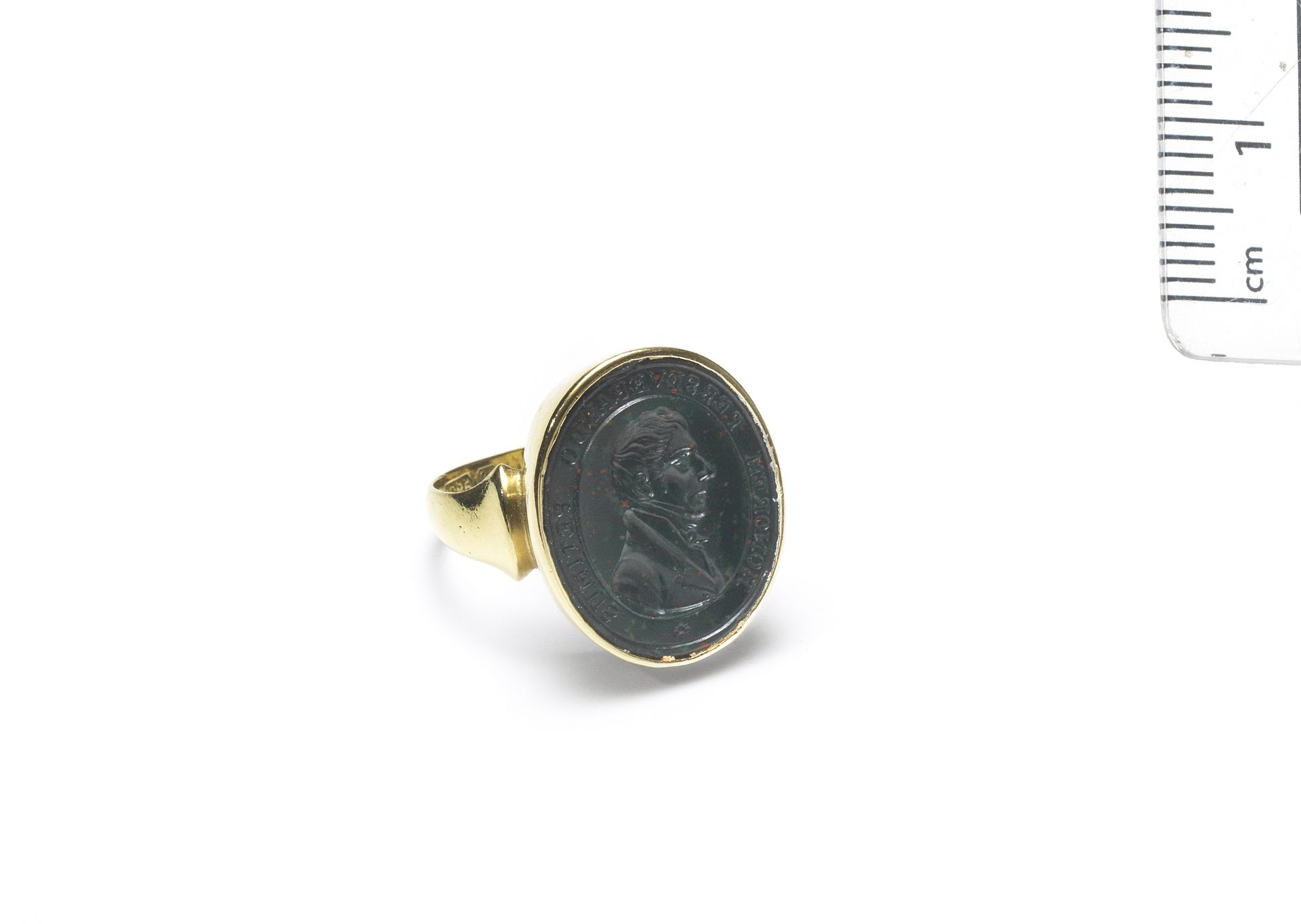 A gold and bloodstone intaglio, of a man, 18th-19th century