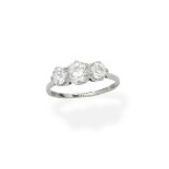 Three-stone diamond ring