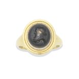 A Roman banded agate intaglio with a philosopher's bust,