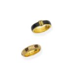 Two hairwork mourning rings, (2)