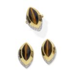 tiger's eye and diamond ring and earring suite (2)