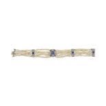 Sapphire, seed pearl and diamond bracelet