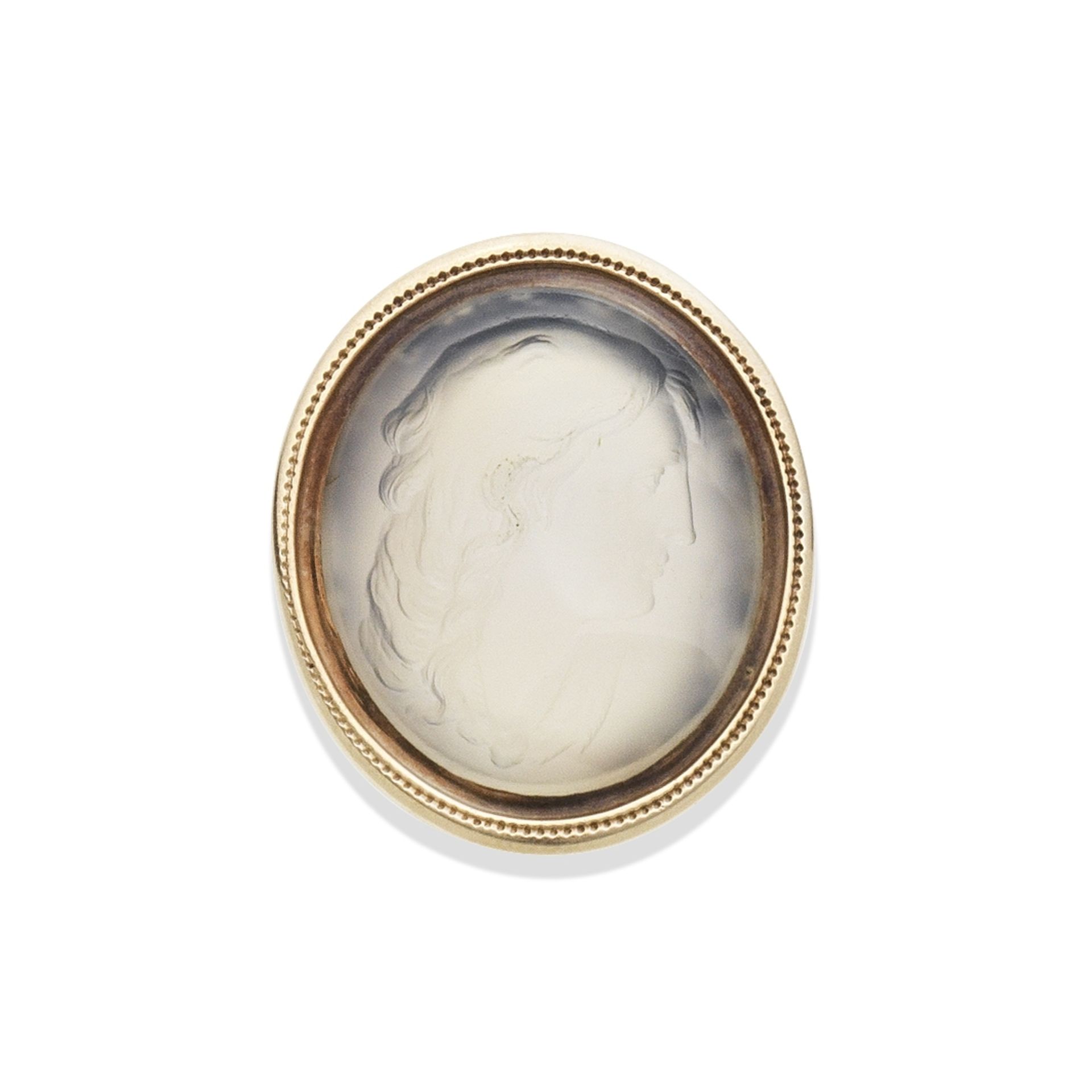 A chalcedony intaglio ring of a woman, 19th century