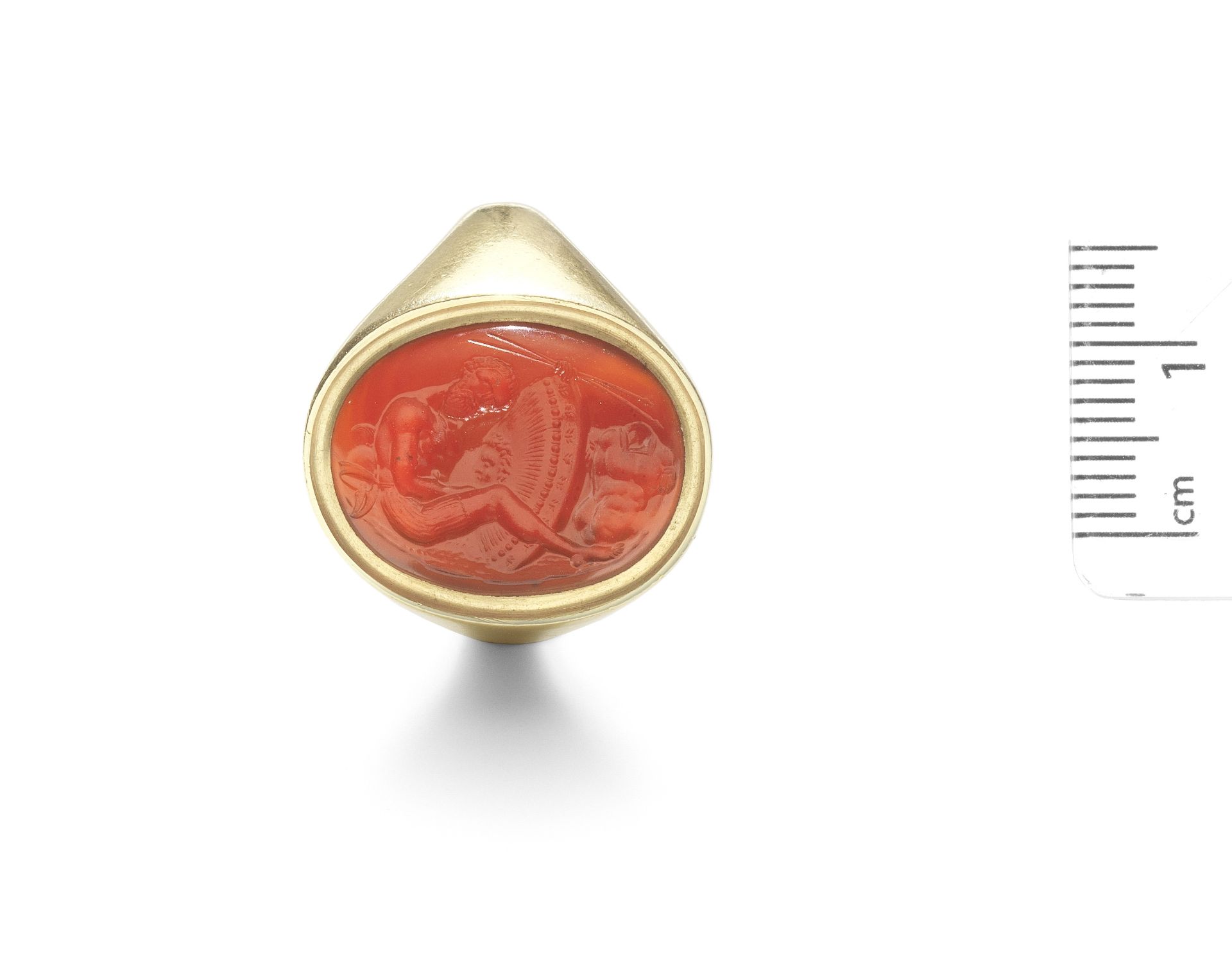 A carnelian intaglio depicting Hephaistus and the Armour of Achilles, 18th-19th century, possibly...