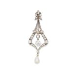Diamond and pearl pendant,