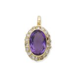 Amethyst and diamond pendant