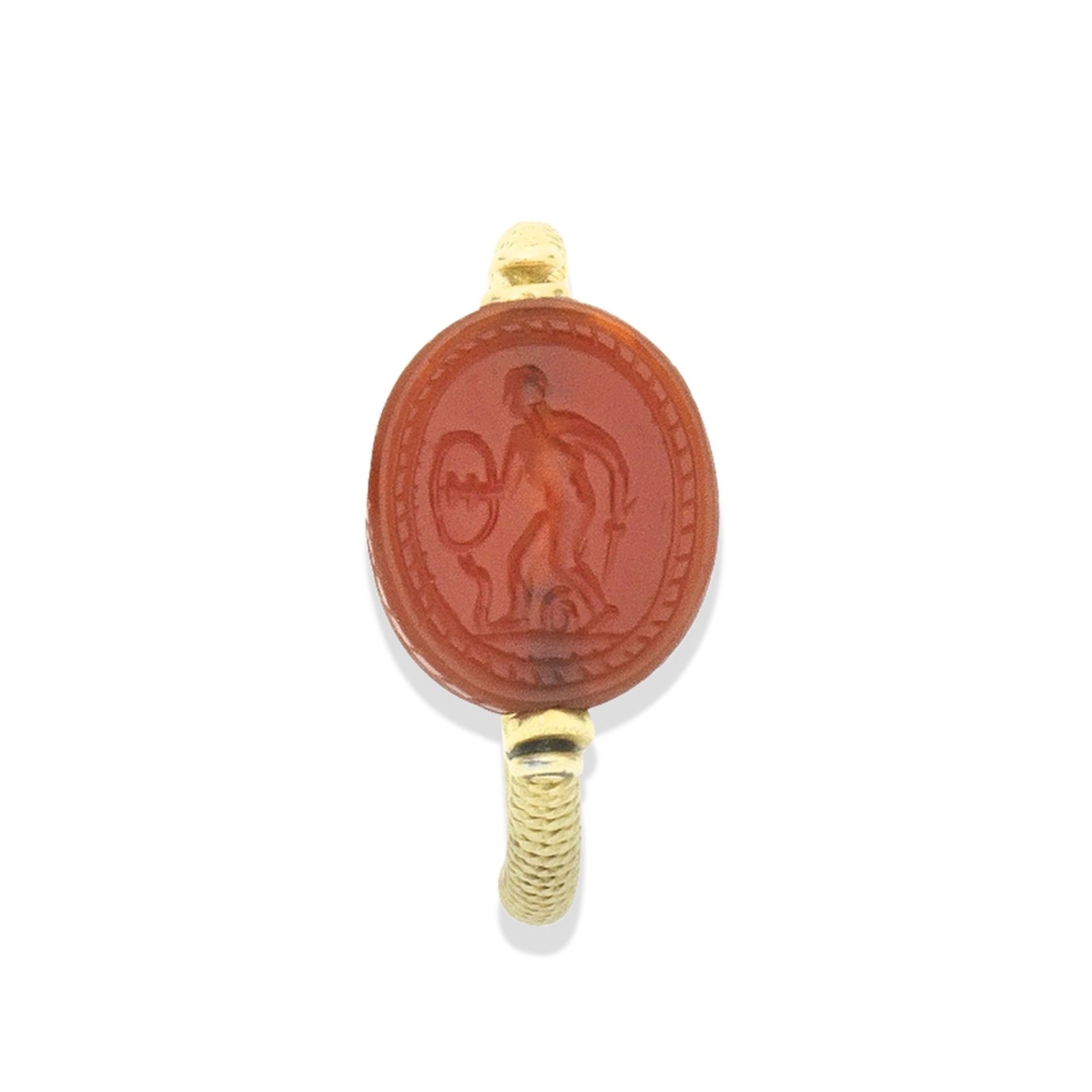 A carnelian scarab ring, 19th century