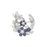 Sapphire and diamond brooch,