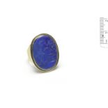 A lapis lazuli intaglio of a warrior, 18th-19th century