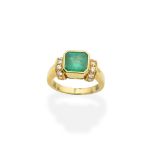 Emerald and diamond ring