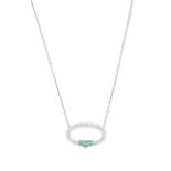 Emerald, diamond and seed pearl necklace