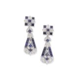 Sapphire and diamond pendent earrings