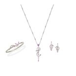Catherine Best: pink sapphire necklace, bangle and earring suite