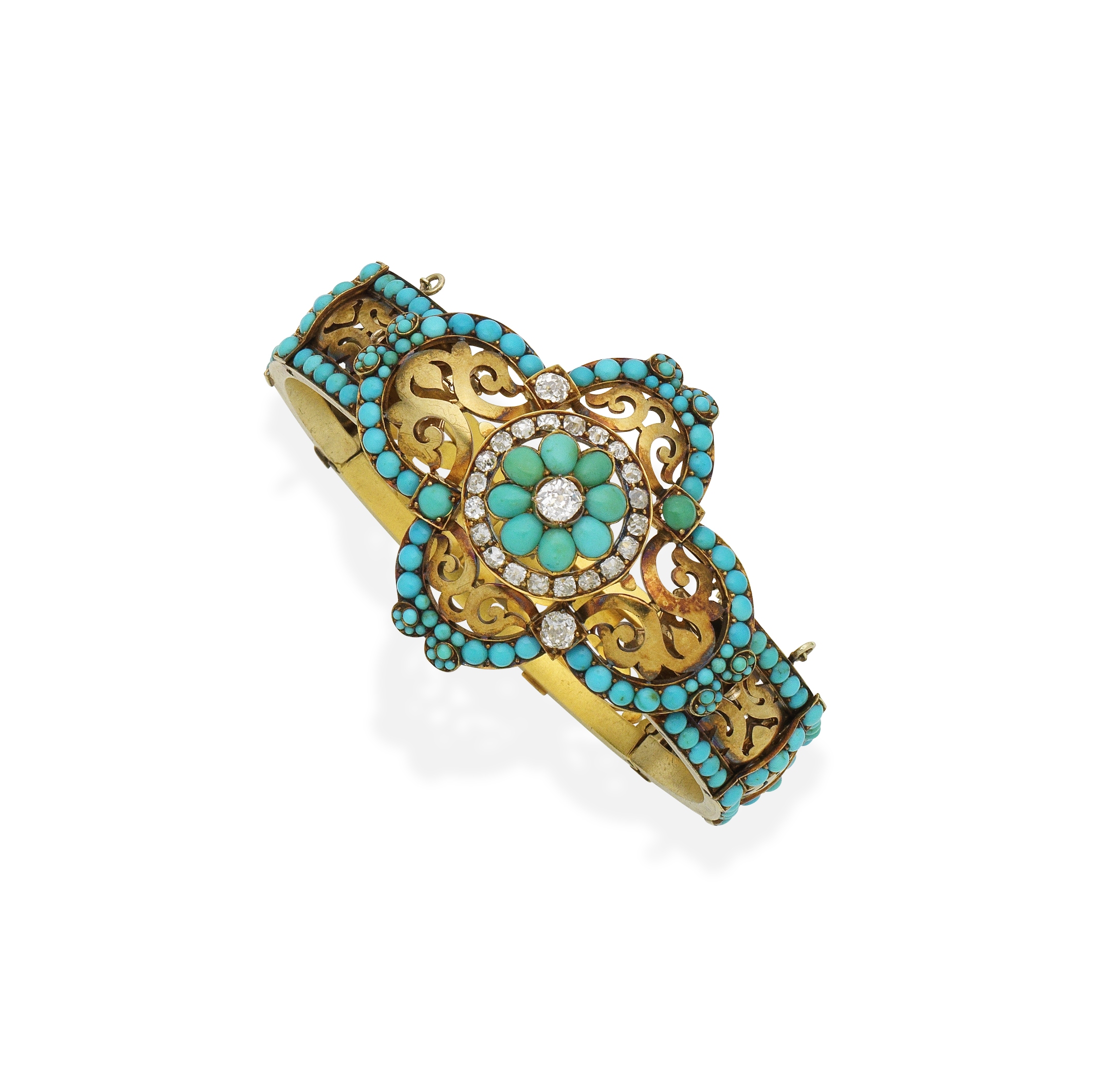 Turquoise and diamond bangle,