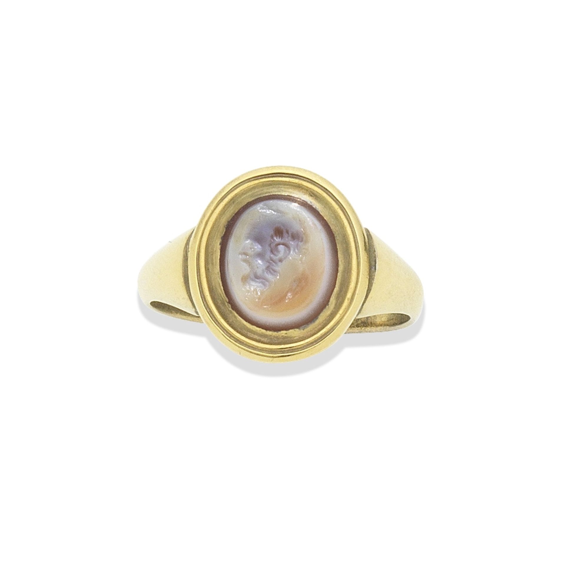 A Roman sardonyx intaglio with a philosopher's head,