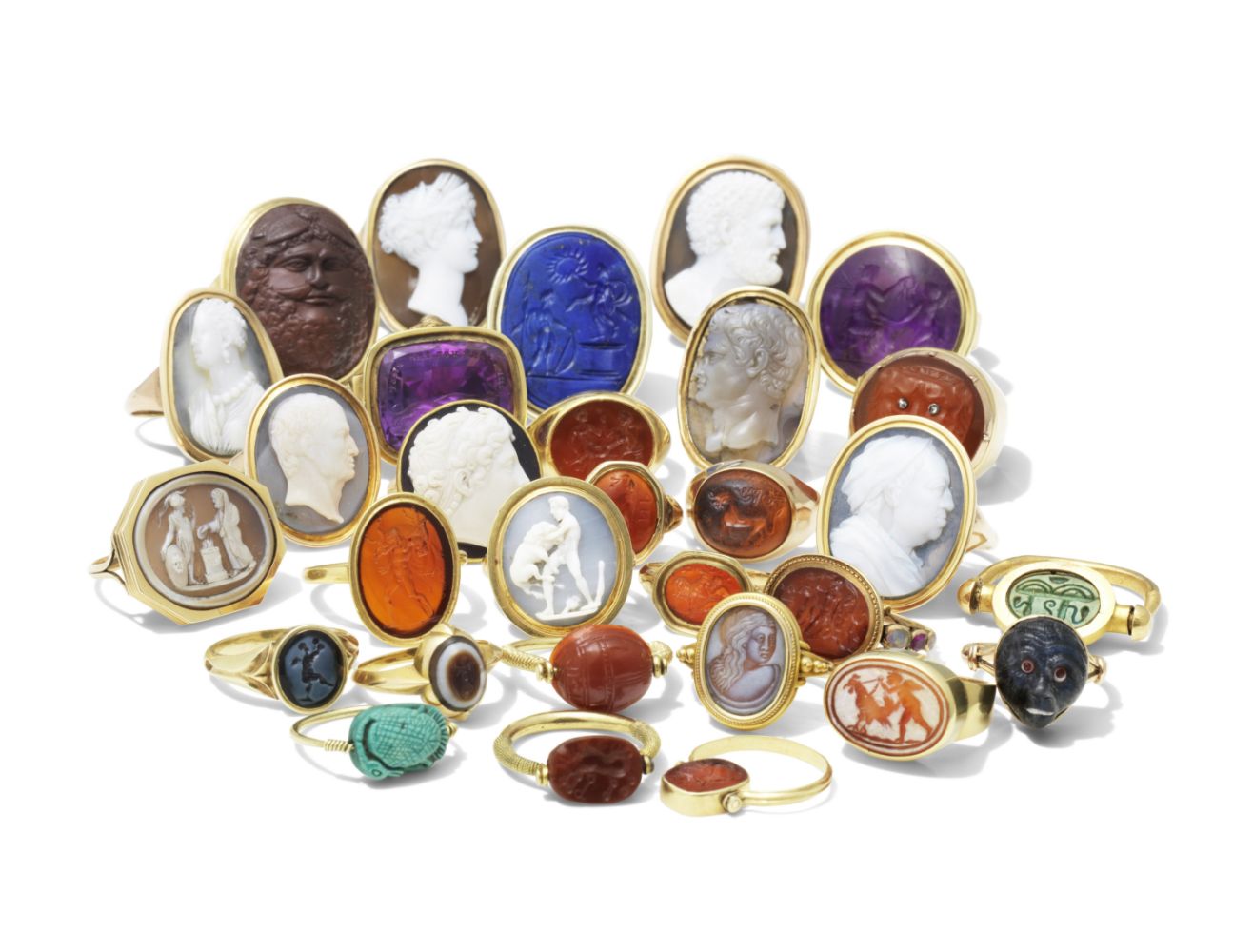 Jewellery incorporating the Hercules Collection of Cameos and Intaglios