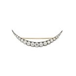 Diamond crescent brooch,