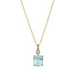 Aquamarine and diamond pendant