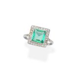 Emerald and diamond ring