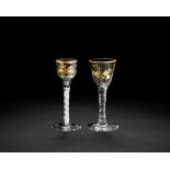 Two Giles gilded wine glasses, circa 1765-70