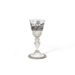 A Saxon Schwarzlot enamelled goblet, mid-18th century