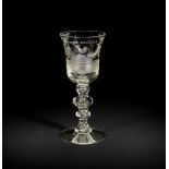 An unusual Dutch engraved goblet, circa 1740-50