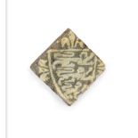 A medieval armorial encaustic floor tile, 14th century