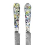 A very rare pair of millefiori knife handles by Bernard Perrot Glasshouse, Orléans, second half 1...