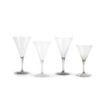 Four façon de Venise wine glasses, probably French, late 17th or early 18th century