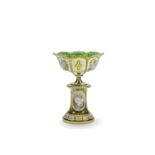 A Bohemian overlay pedestal bowl, circa 1860