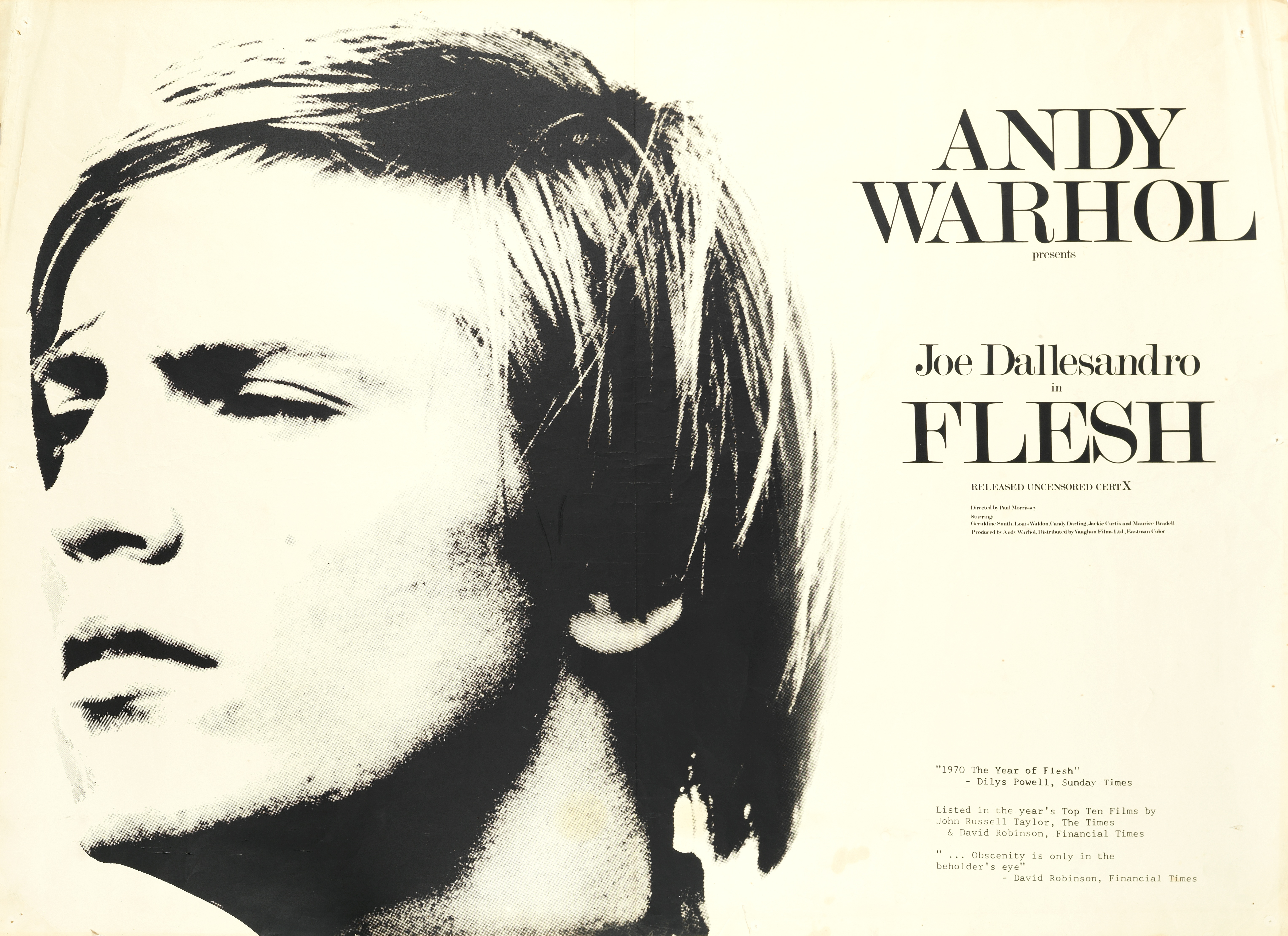 Andy Warhol (American, 1928-1987) Original 'Flesh' poster, 1968