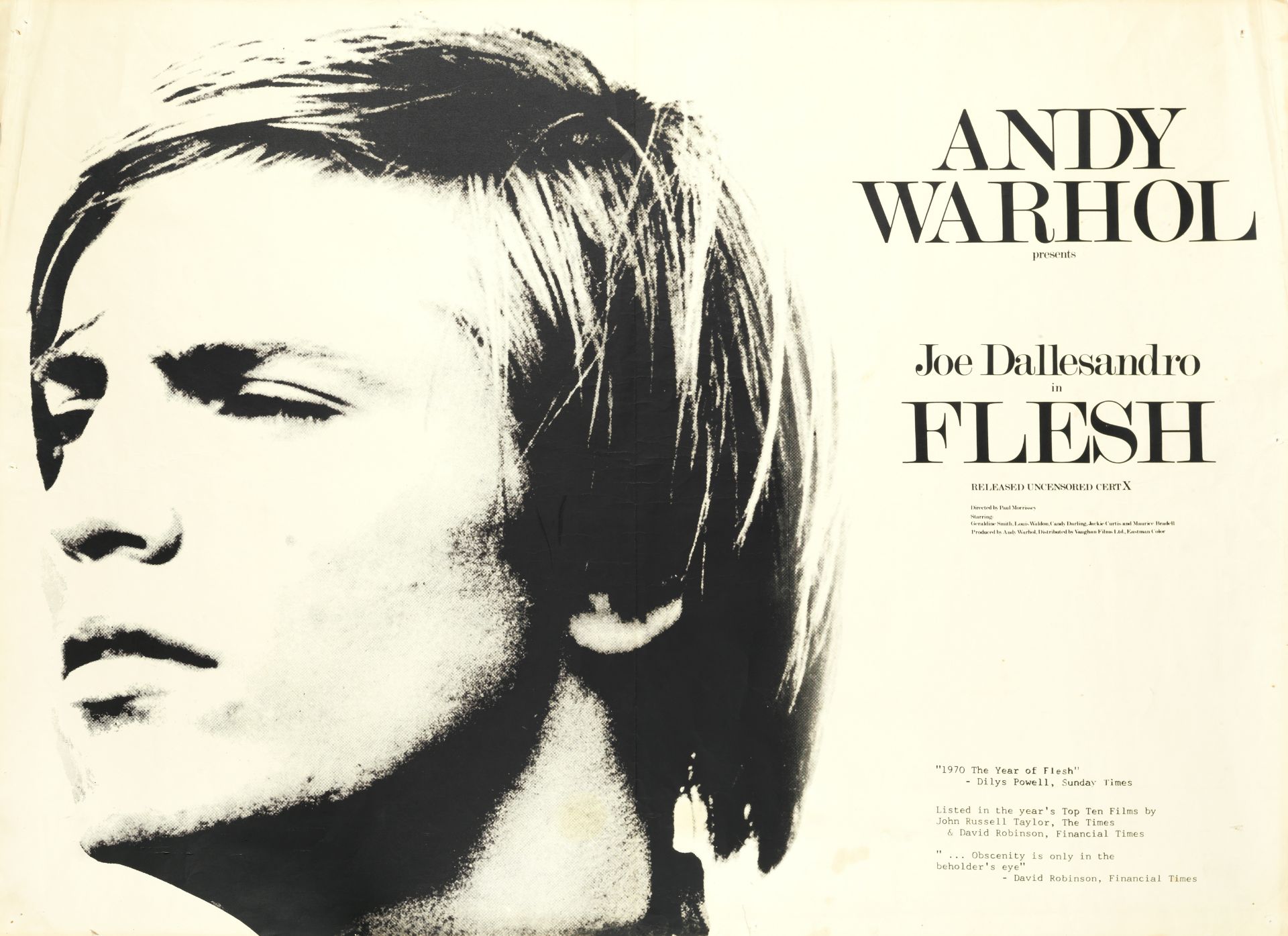 Andy Warhol (American, 1928-1987) Original 'Flesh' poster, 1968