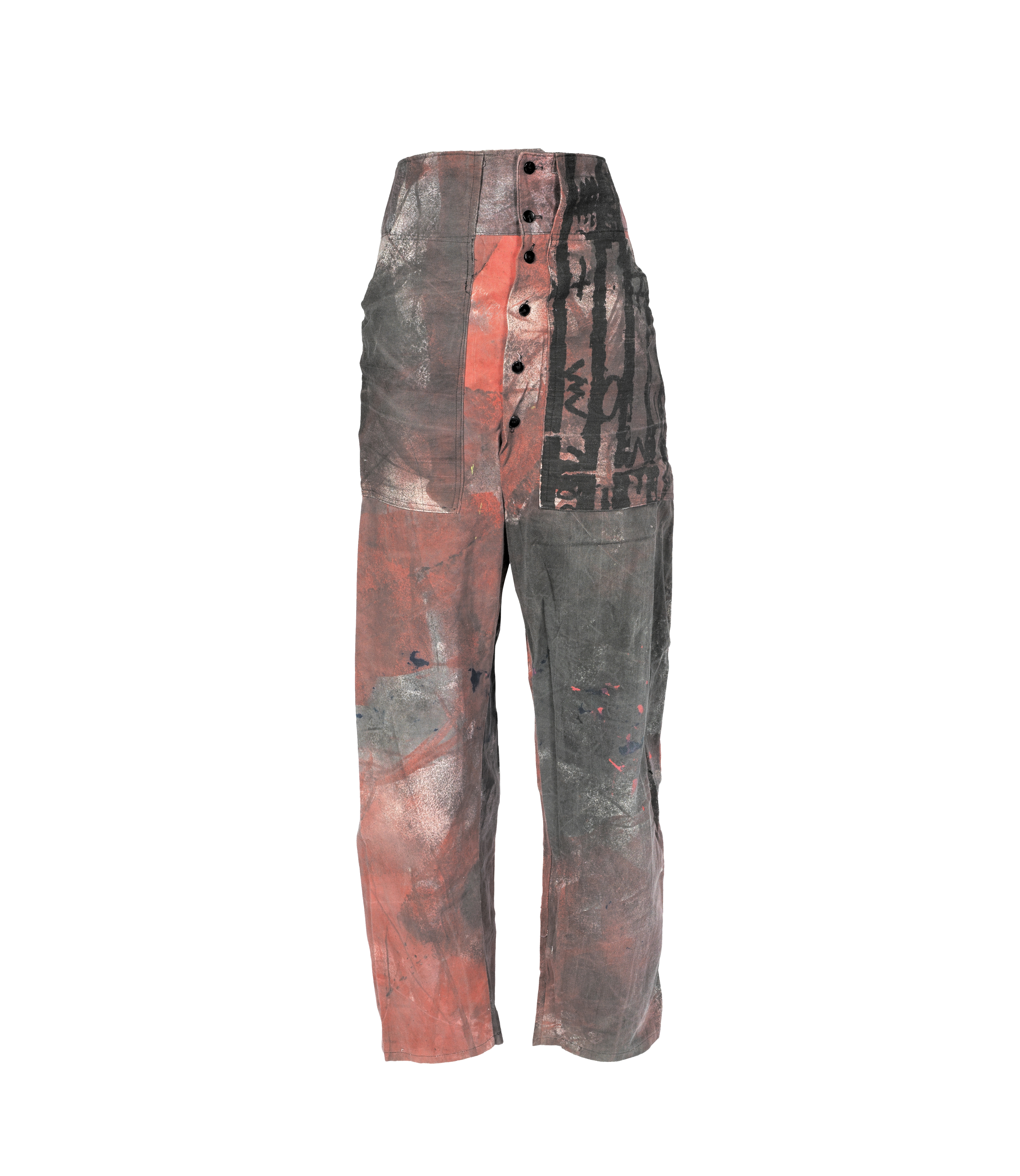 Sue Clowes for The Foundry A pair of printed trousers, circa 1983 Labelled 'One Size'