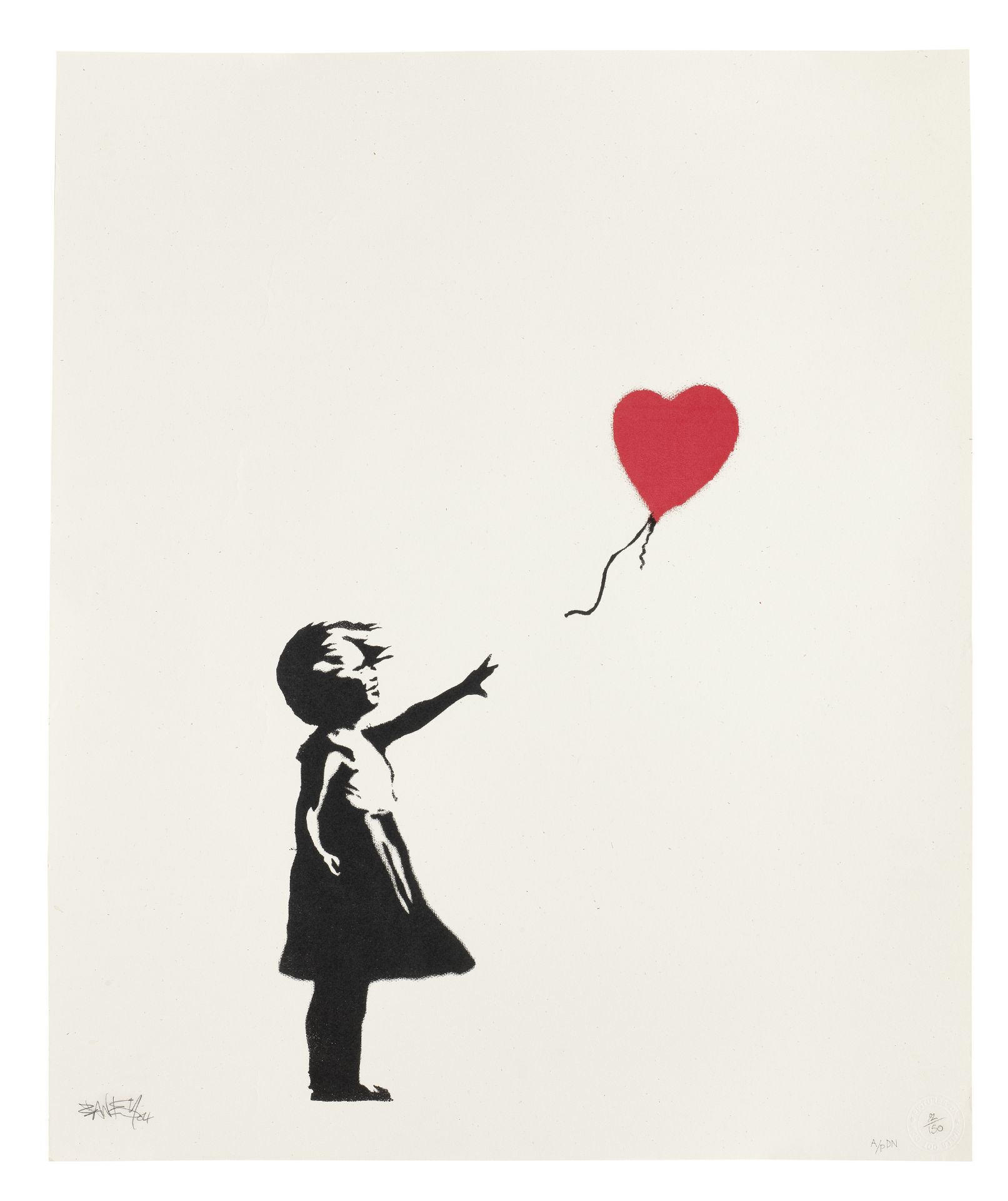 BANKSY (born 1975) Girl with Balloon, 2004 (with the publisher's blindstamp, Pictures on Walls, L...