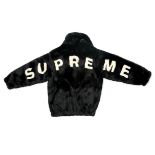 Supreme, New York Black Faux Fur Bomber Jacket, Size S