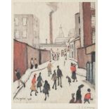 Laurence Stephen Lowry R.A. (British, 1887-1976) Street scene near a factory Offset lithograph p...