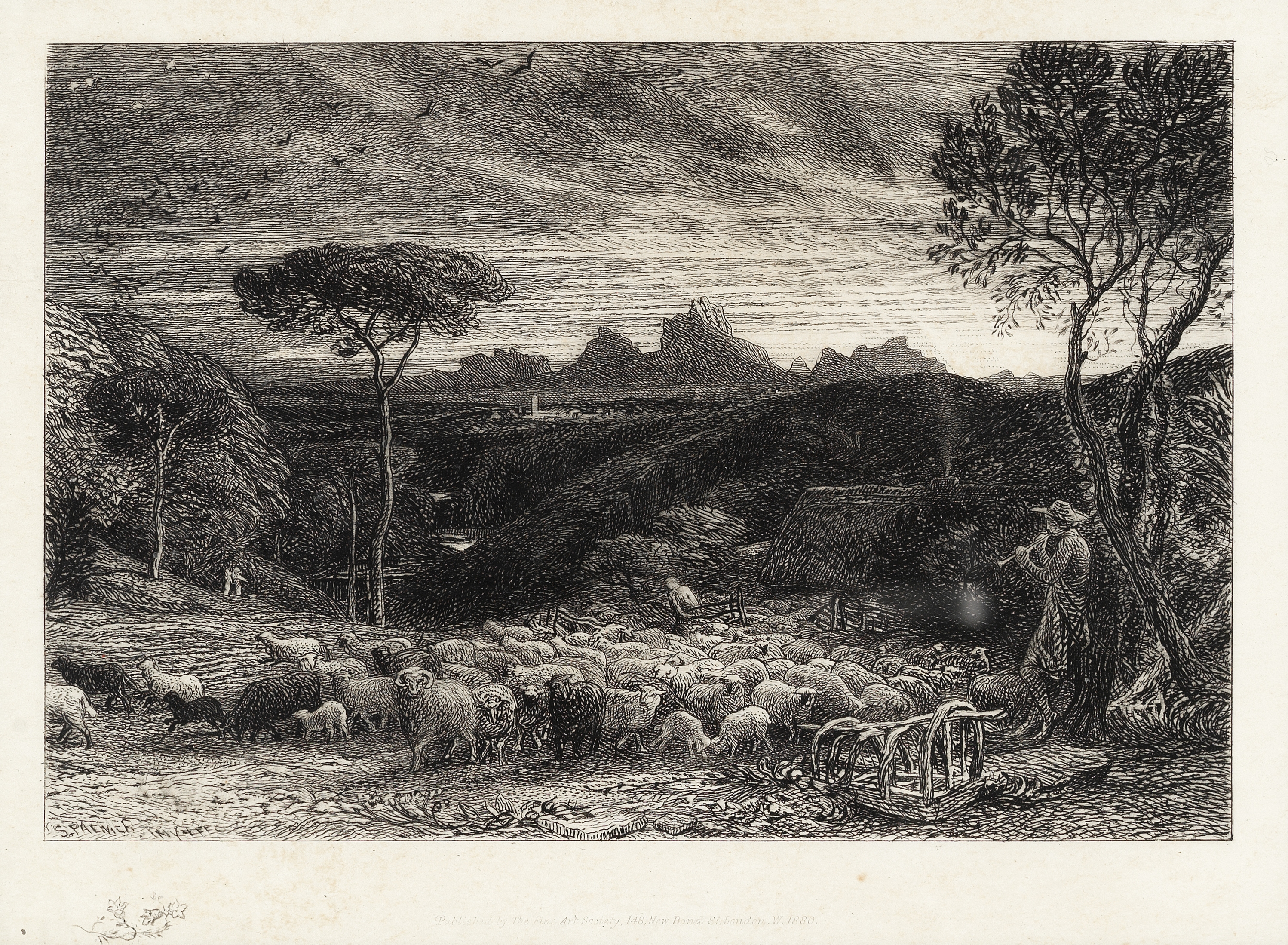 Samuel Palmer (British, 1805-1881) Opening the Fold or Early Morning Etching, 1880, on laid, the ...