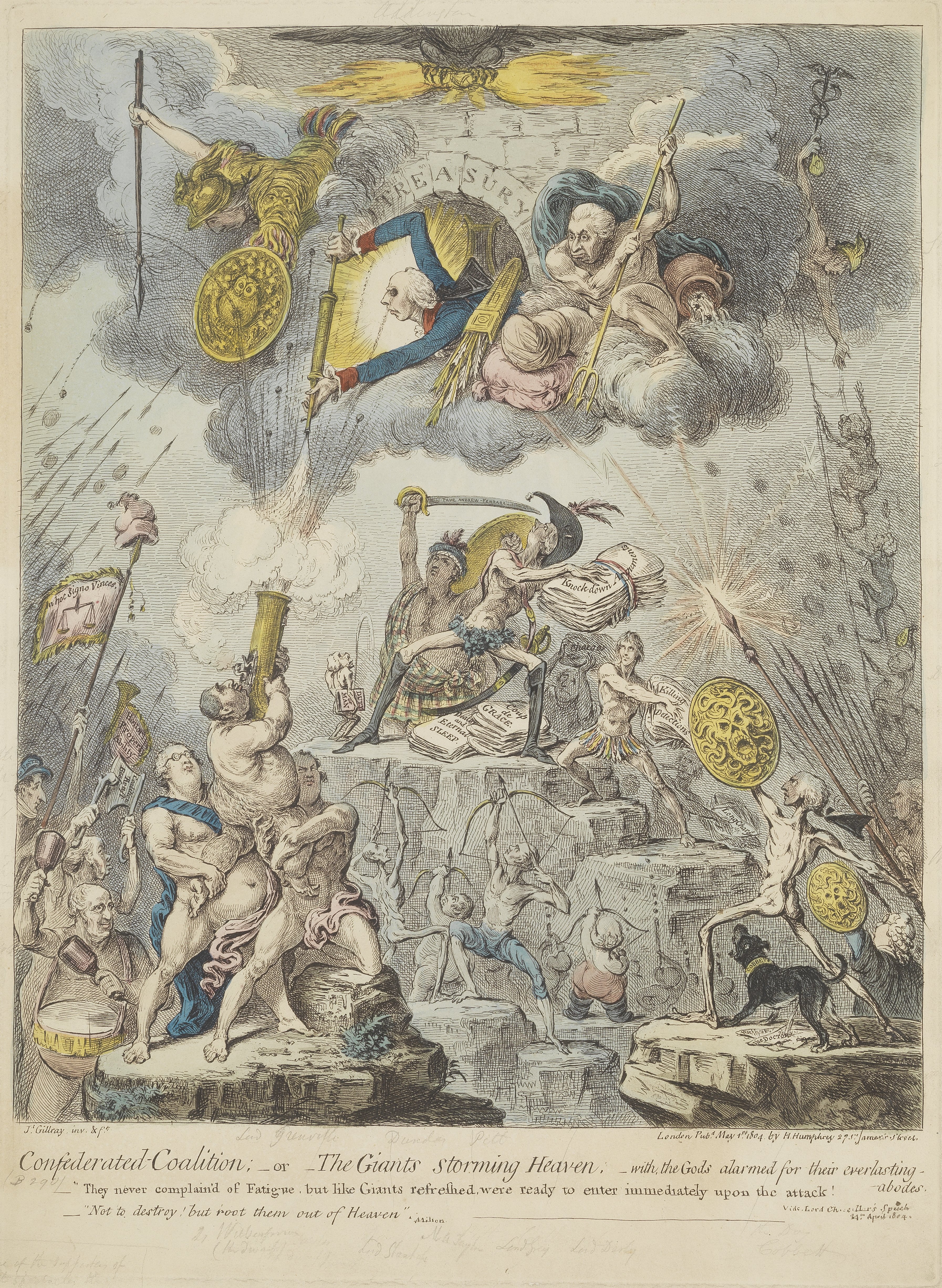 James Gillray (British, 1756-1815) Confederated-Coalition;-or-The Giants storming Heaven,-with th...