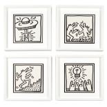 Keith Haring (American, 1958-1990) UFO; Barking Dogs; Dog Climbing; Light Bulb Four lithographs ...