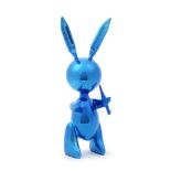 AFTER JEFF KOONS (born 1955) Balloon Rabbit (Blue) Zinc alloy sculpture, numbered 416/500 on the...