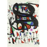 Joan Miró (Spanish, 1893-1983) Amnesty International Lithograph printed in colours, 1977, on Arc...