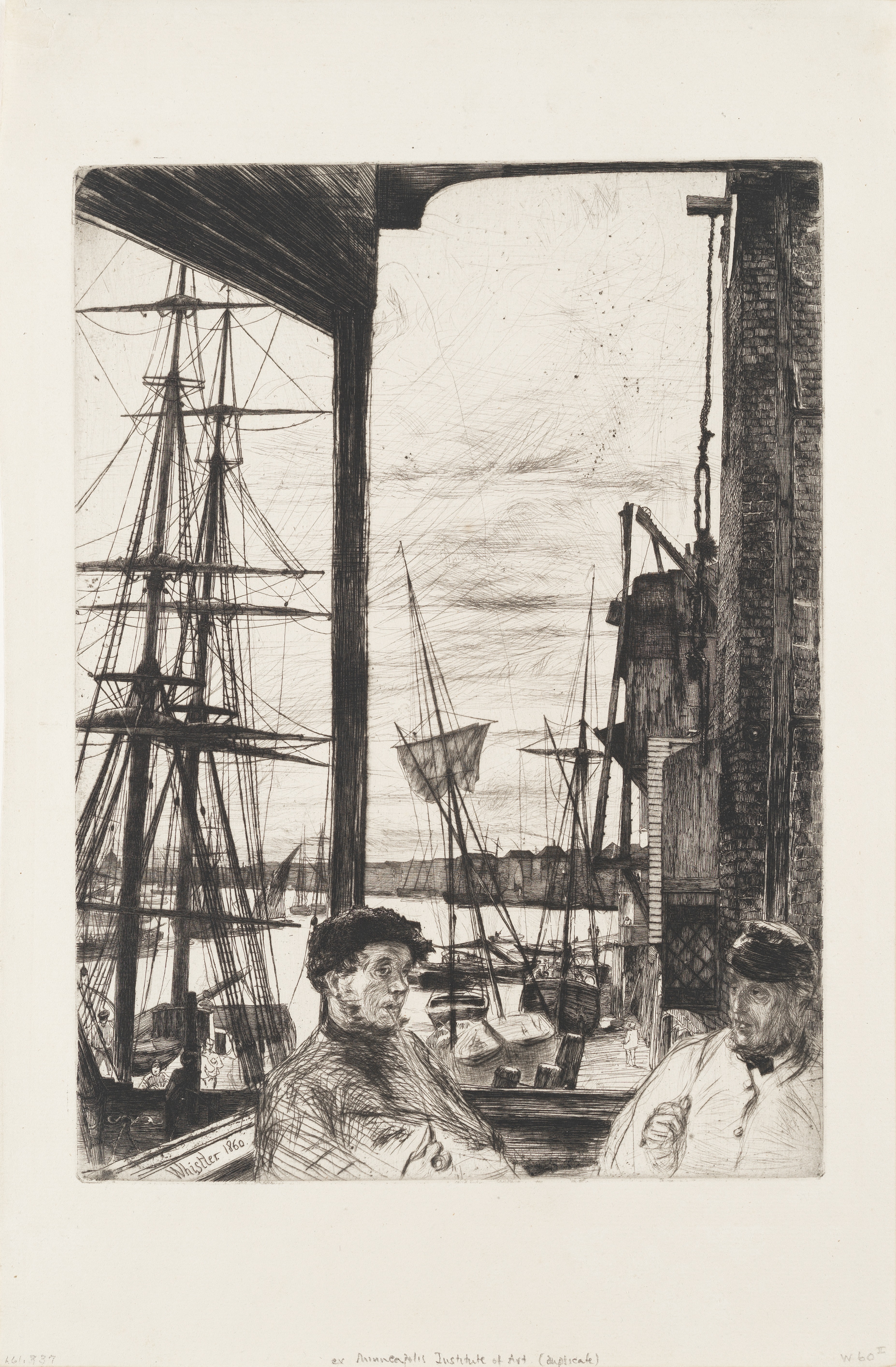 James Abbott McNeill Whistler (American, 1834-1903) Rotherhithe Etching and drypoint, 1860, on c...
