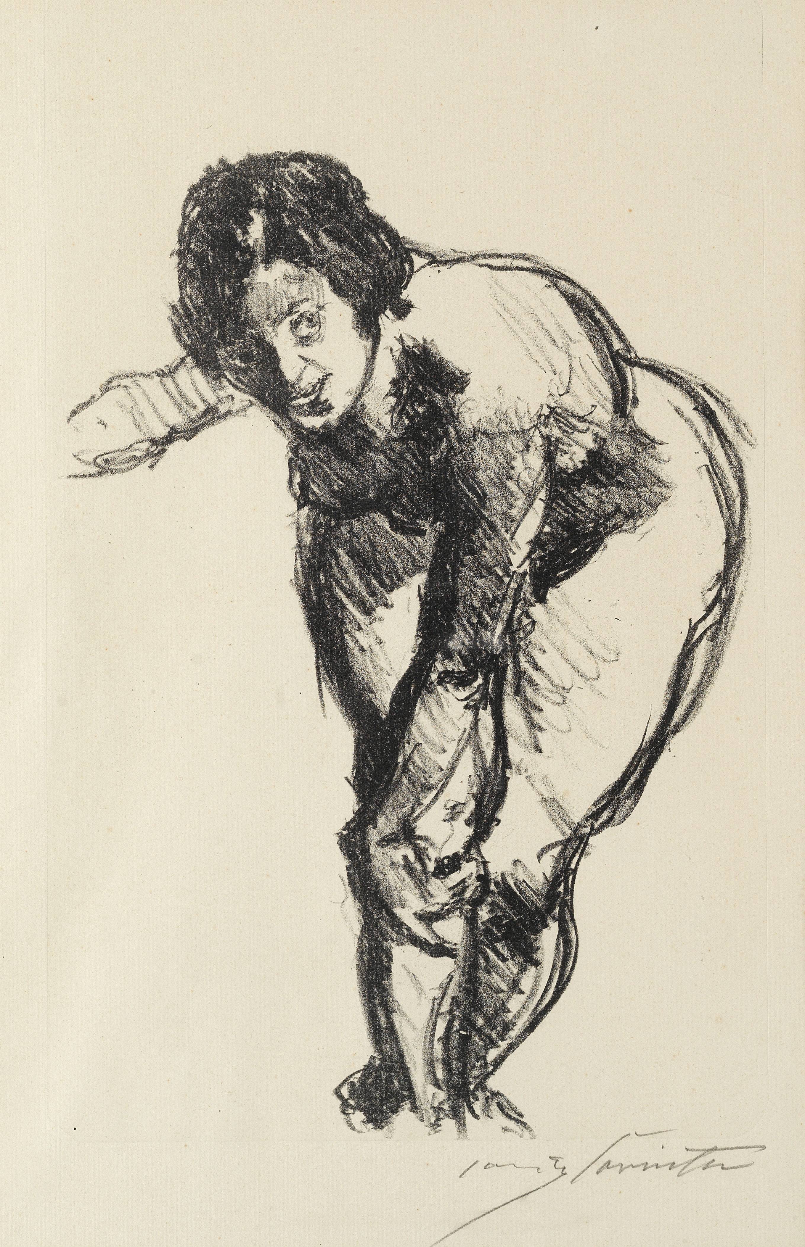 Lovis Corinth (German, 1858-1925) Gebeugter Akt Lithograph printed in black, 1916, on laid, sign... - Image 2 of 2