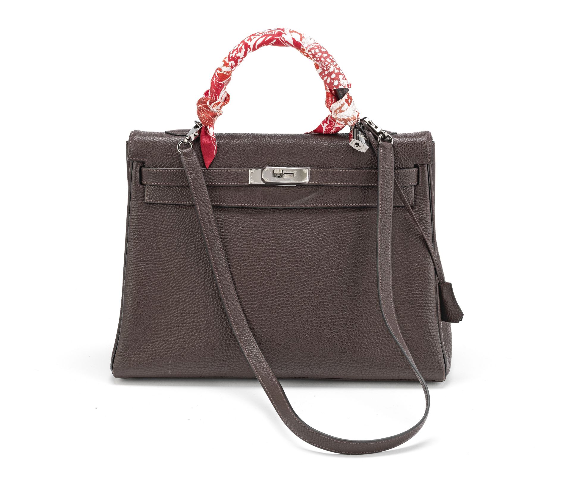 Havane Fjord Kelly Retourne 35, Hermès, c. 2005, (Includes Twilly, shoulder strap, padlock, keys...