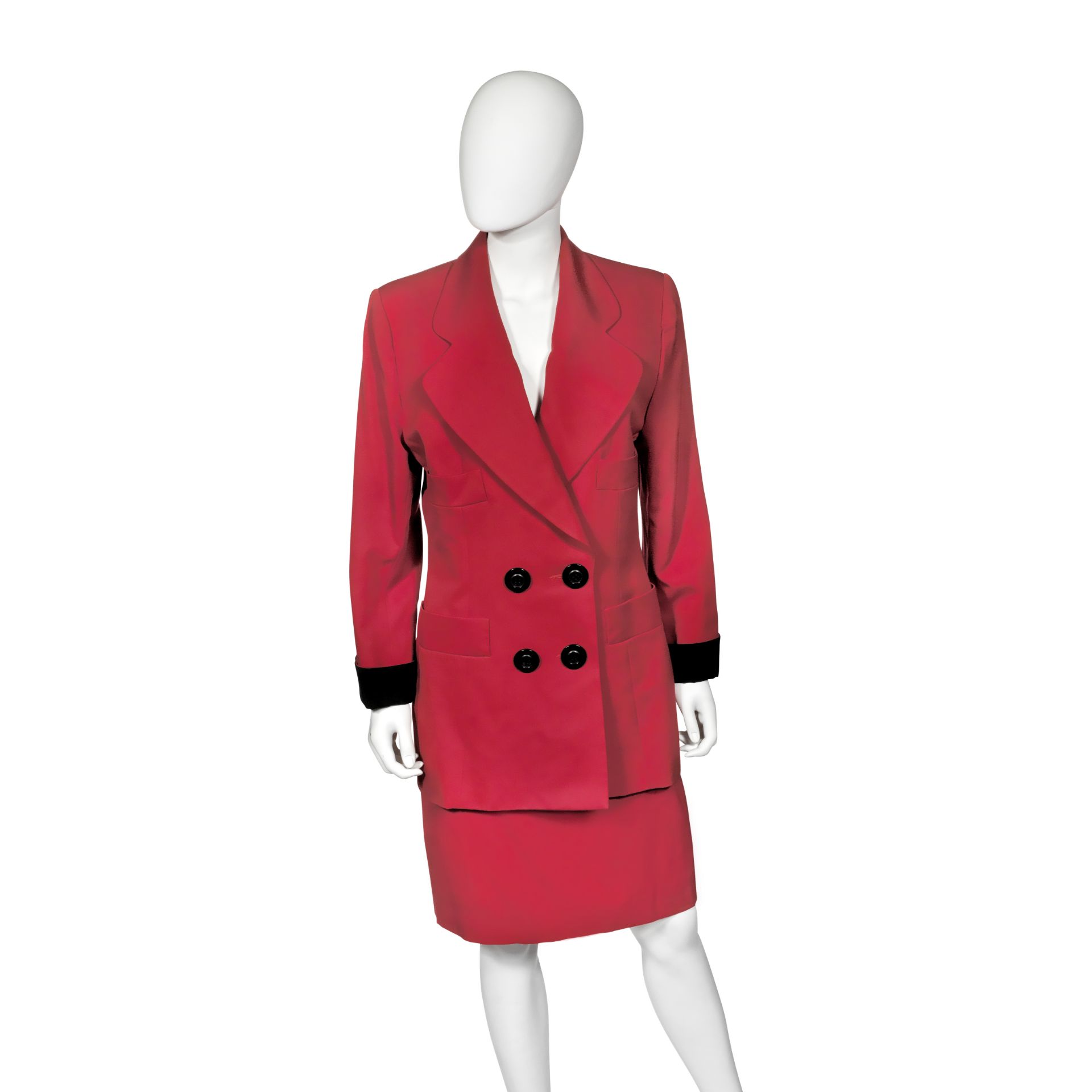 Demi Couture Red and Black Skirt Suit, Christian Dior, 1990s,