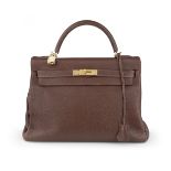 Cacao Togo Kelly Retourne 32, Hermès, c. 2001, (Includes padlock, keys, cloche, shoulder strap, a...