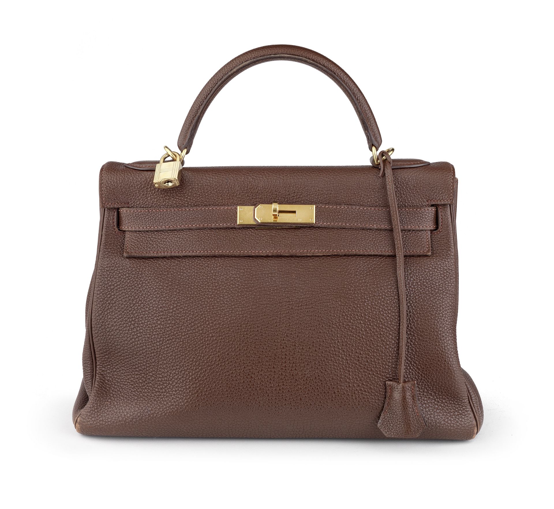 Cacao Togo Kelly Retourne 32, Hermès, c. 2001, (Includes padlock, keys, cloche, shoulder strap, a...